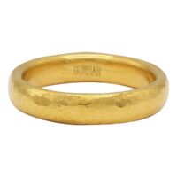 24K Yellow Gold Hammered Band Ring (4.0mm)