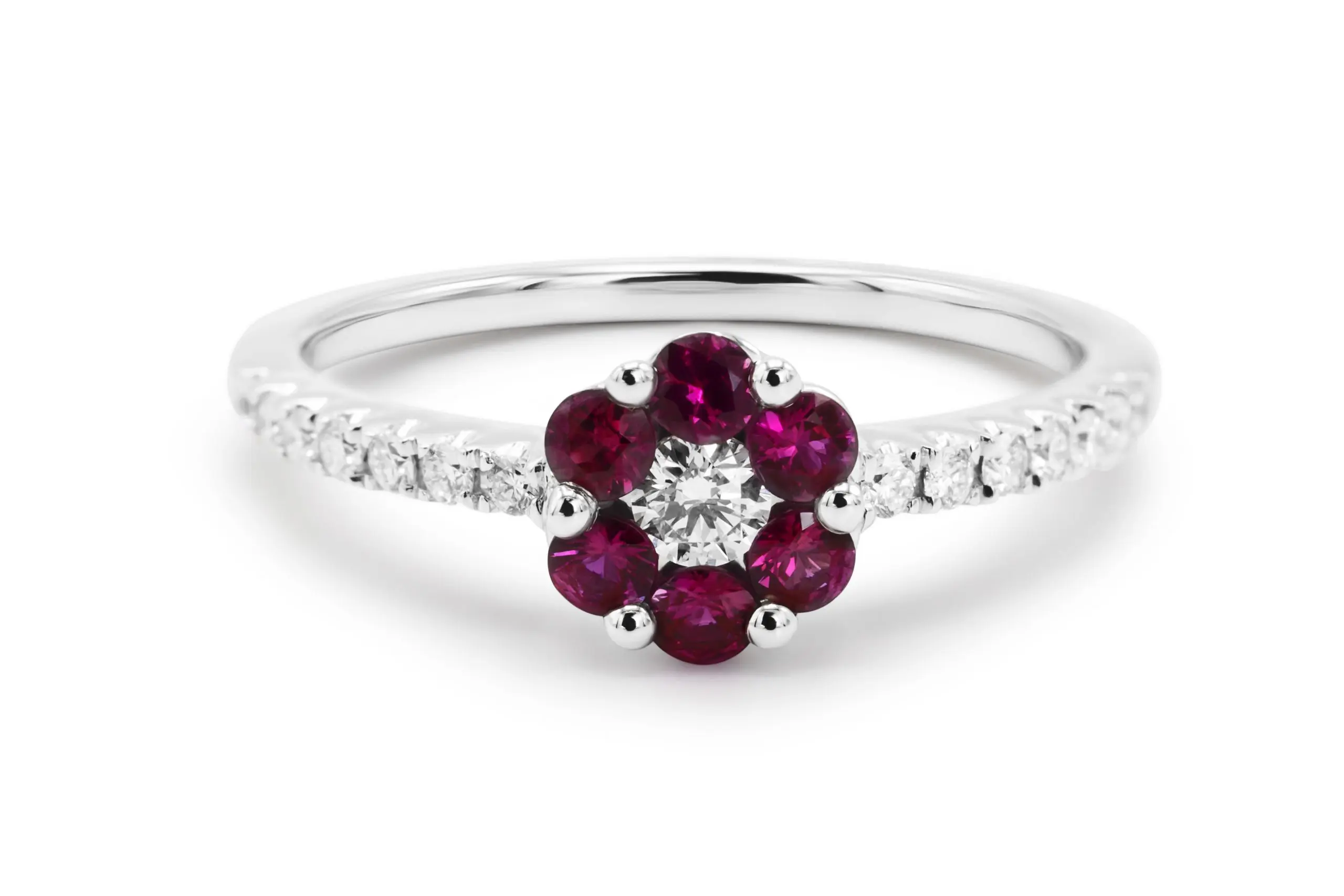 18K White Gold Diamond & Ruby Ring – Elleard Heffern Fine