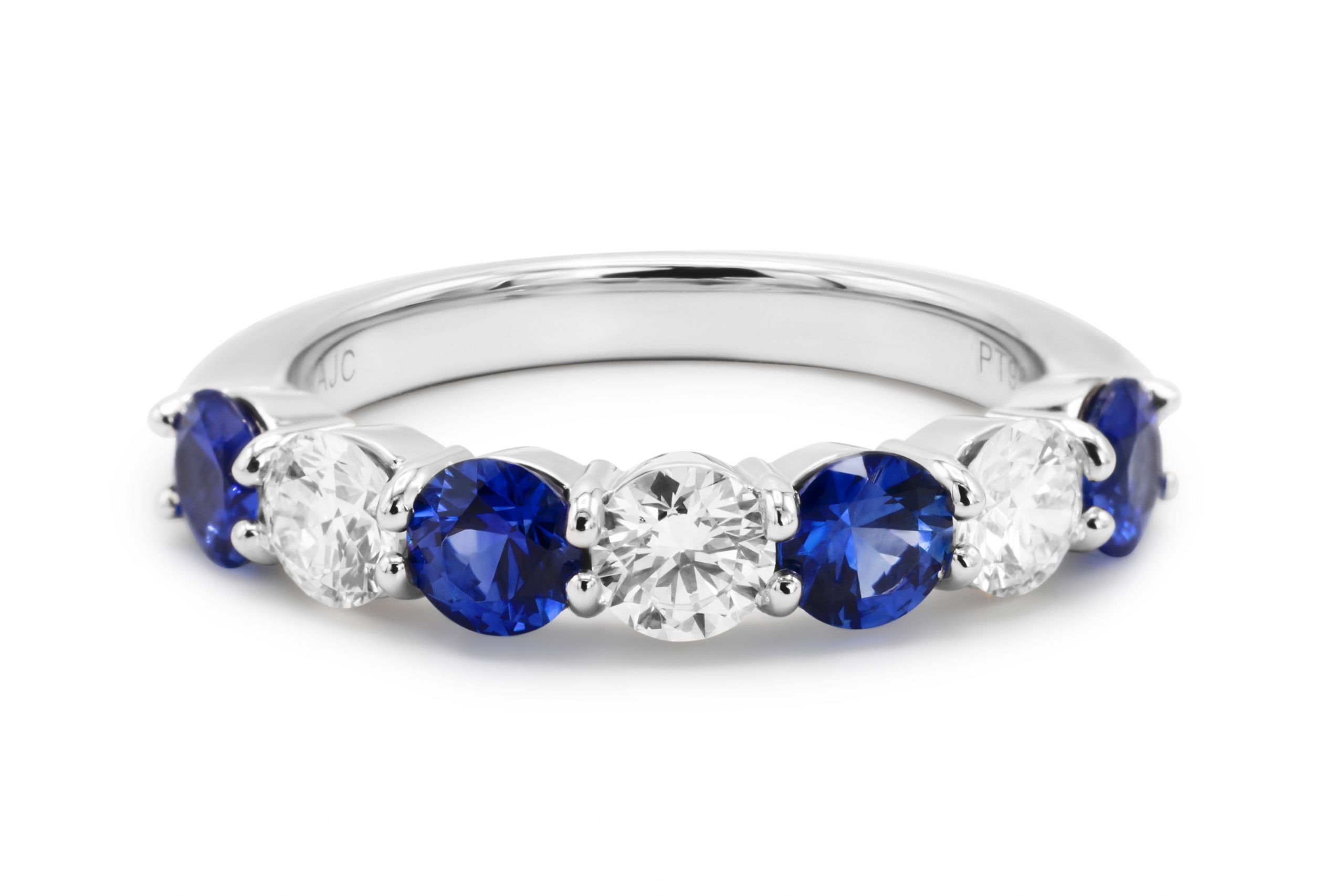 Platinum Diamond & Sapphire Band – Elleard Heffern Fine Jewelers