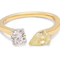 18K Yellow Gold Yellow Diamond Ring set with 1 pear shaped yellow diamond (0.53ct)