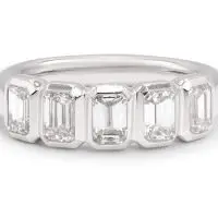 Platinum 5 Stone Emerald Cut Diamond Band with 5 emerald cut diamonds (1.51ctw)