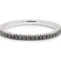 18K White Gold Black Diamond Eternity Stackable Band set with 50 black round diamonds (0.30ctw)