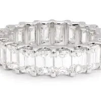 18K White Gold Diamond Eternity Ring set with 20 emerald cut diamonds (6.22ctw) (FG
