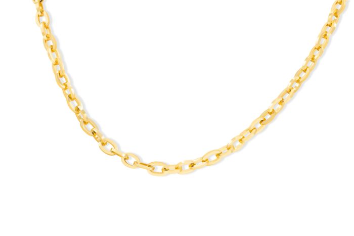 18K Yellow Gold Handmade High Polish Chain Necklace 18"  length
