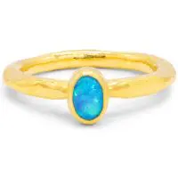 24K Yellow Gold Hammered Opal Ring (0.37ct)