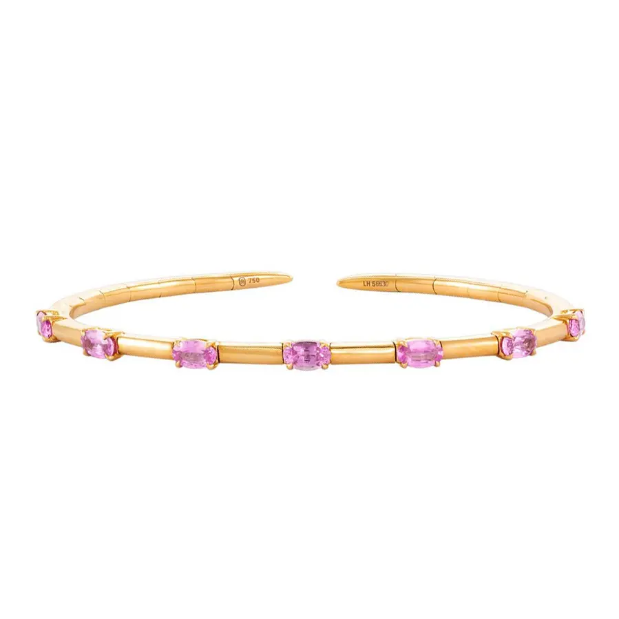 18K rose gold pink sapphire flex cuff bracelet – Elleard