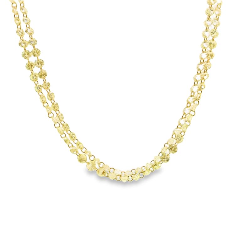 18K Yellow Gold Necklace Drill-Set with Round Diamonds