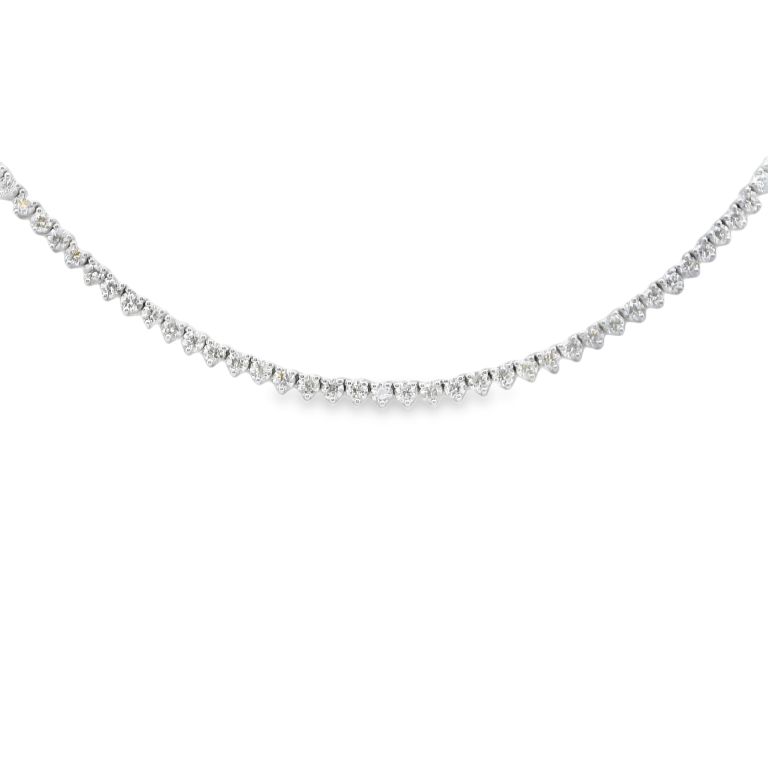 18K White Gold Tennis Necklace Set with Round Diamonds