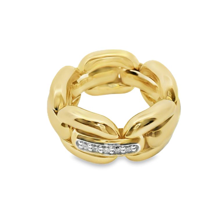 18K Yellow Gold "X-Tend" Ring Set with Round Diamonds