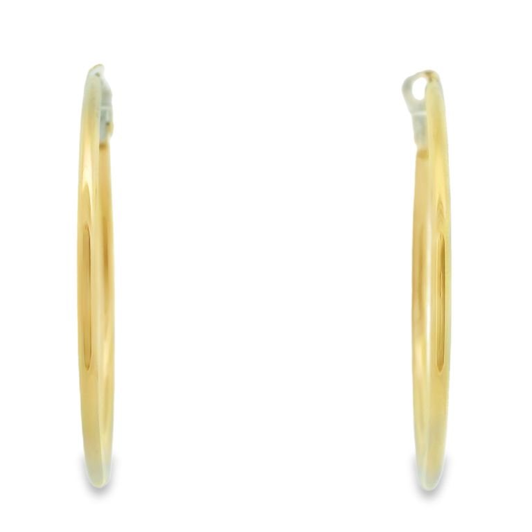 18K Yellow Gold Pair of Hoop Earrings (45mm) with Tension Spring Fitting
