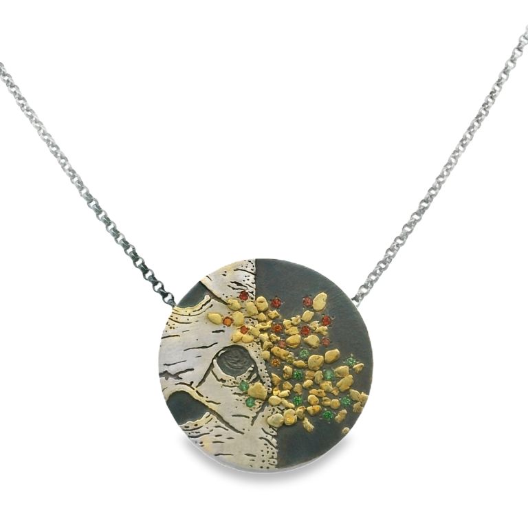 14K White Gold and 22–23.5K Yellow Gold Pendant with 1 Yellow Diamond (1.0mm)