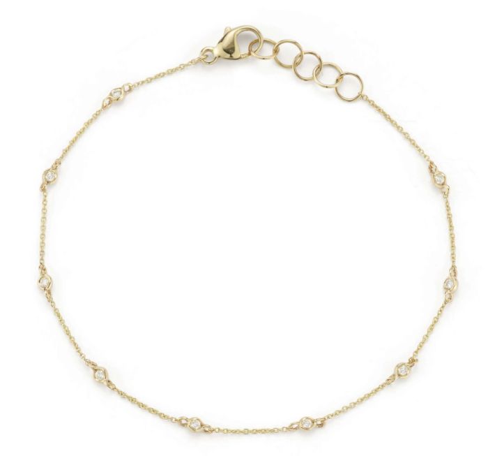 14K Yellow Gold Lulu Jack Station Bracelet With 9 Round Diamonds (0.08ctw) (Gh/Si)
