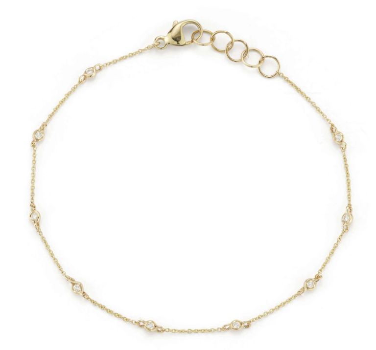 14K Yellow Gold Lulu Jack Station Bracelet With 9 Round Diamonds (0.08ctw) (Gh/Si)