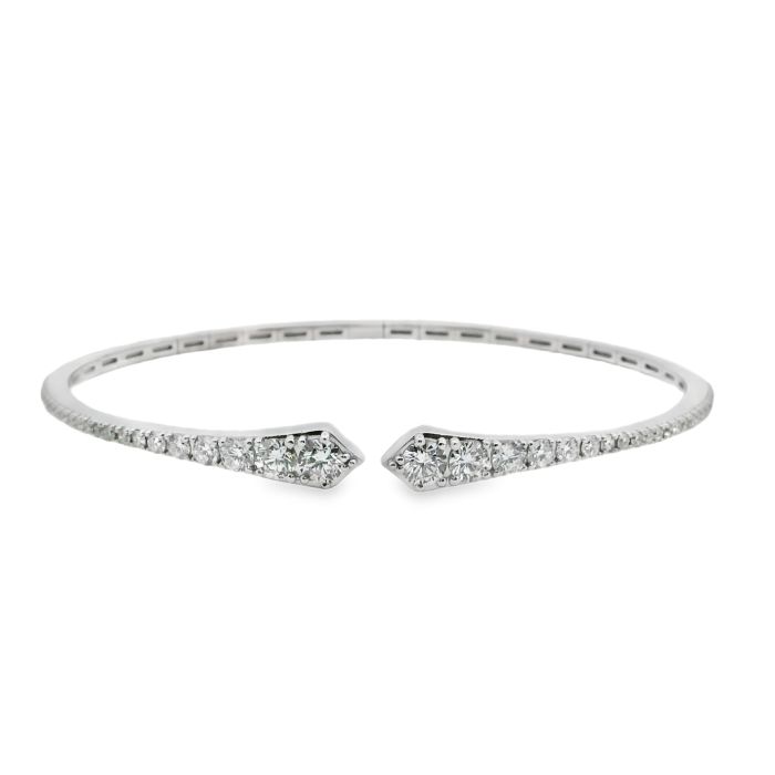 18K White Gold Diamond Cuff Bracelet Set With 48 Round Diamonds (1.50ctw) (G/Si)