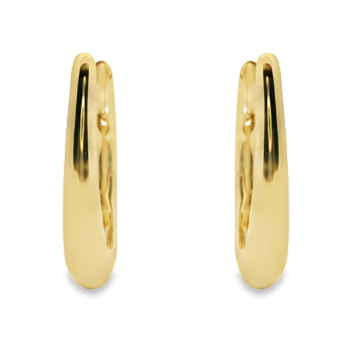 18K Yellow Gold Long Hinged Hoop Earrings