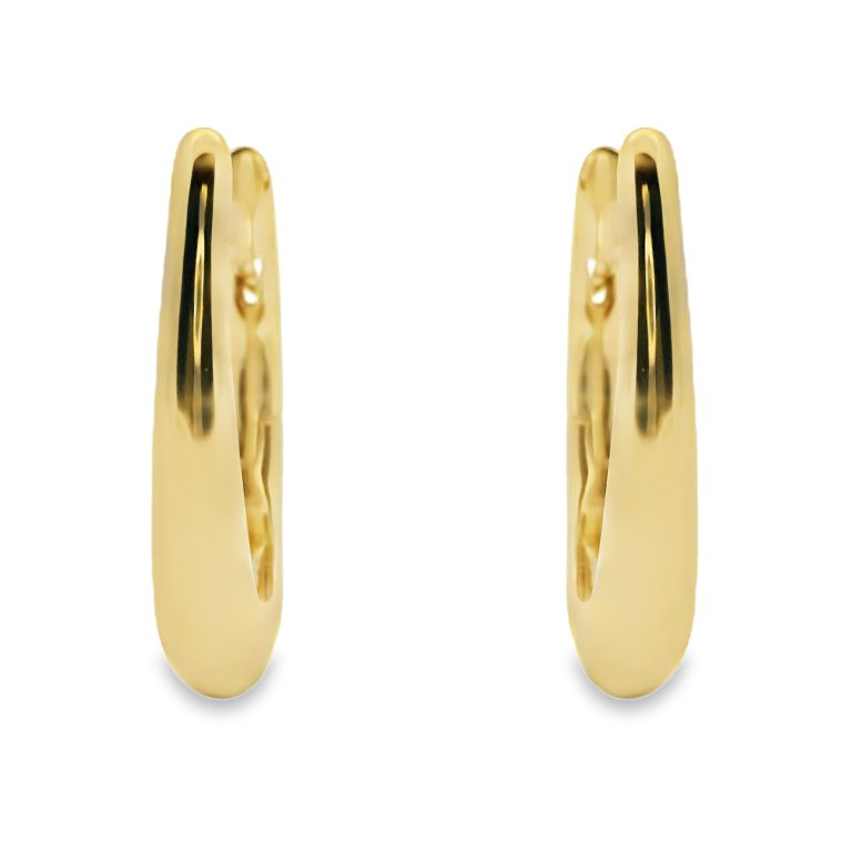 18K Yellow Gold Long Hinged Hoop Earrings