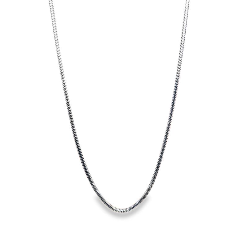 18K White Gold 1.2mm 17" Snake Necklace