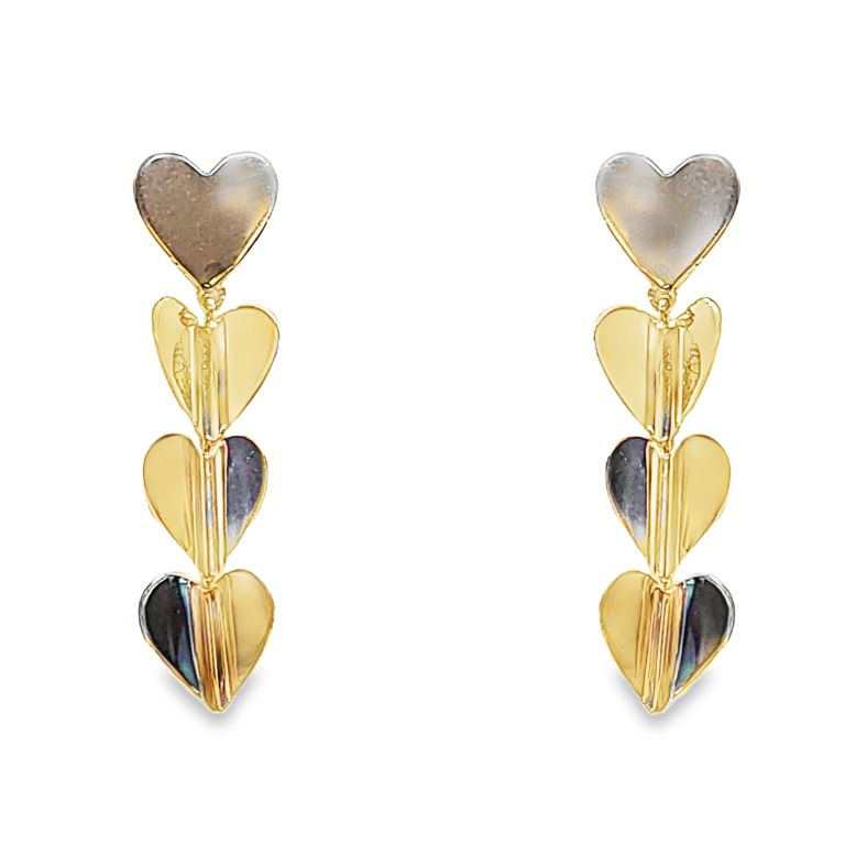 Pair 18K Yellow Gold "Wings of Love" Drop Earrings