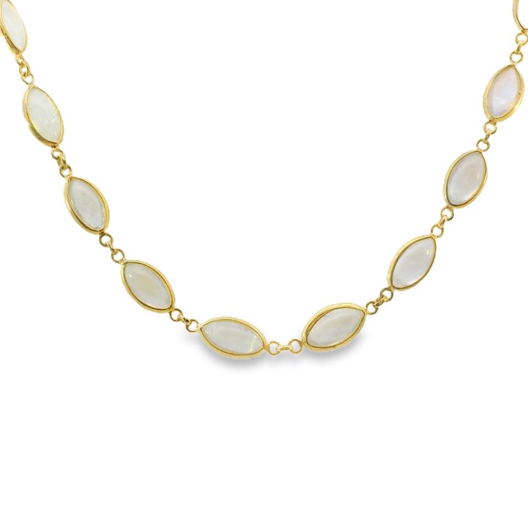 18-KARAT YELLOW GOLD NECKLACE WITH 33 LINKS EACH WITH A BEZEL-SET MOONSTONE (14.85 CTW) 18"