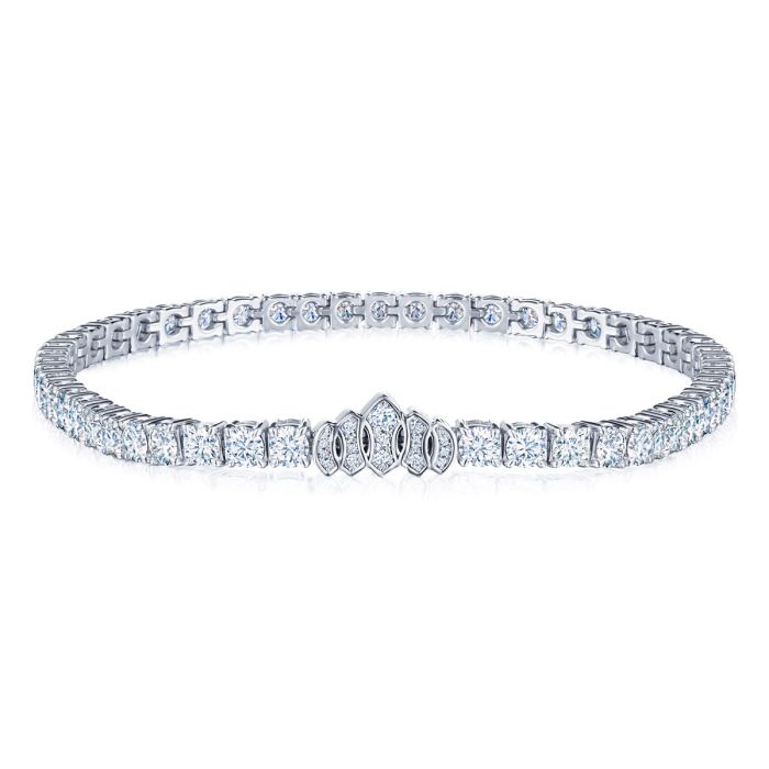 18K white gold "Cobblestone" bangle bracelet