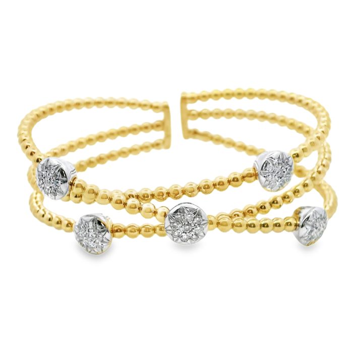 18K Yellow Gold Diamond Stretch Cuff Bracelet