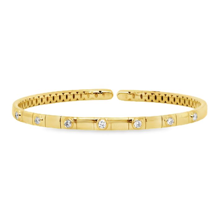 18K Yellow Gold Diamond SPairing Cuff Bracelet