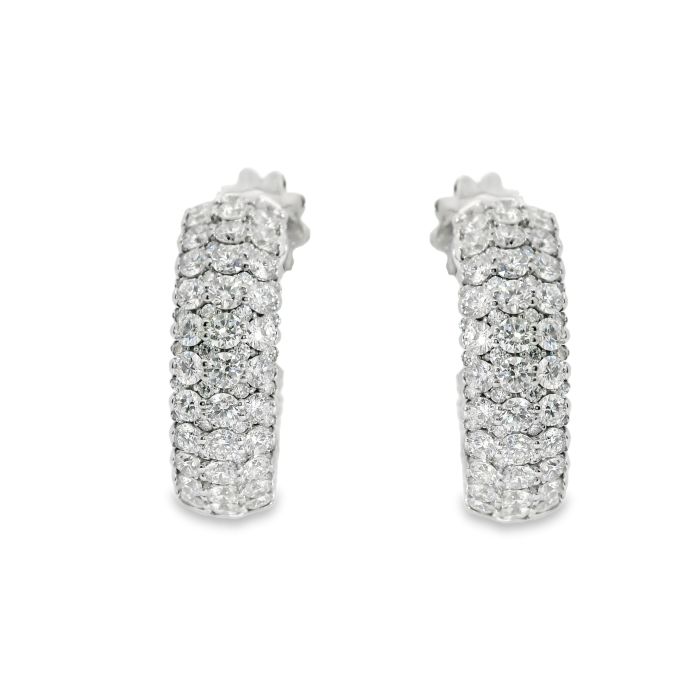 18K White Gold Diamond Earrings Set with 190 Round Diamonds (4.78ctw) (FG/VS2-SI1)