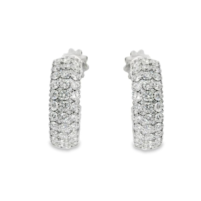 18K White Gold Diamond Earrings Set with 190 Round Diamonds (4.78ctw) (FG/VS2-SI1)