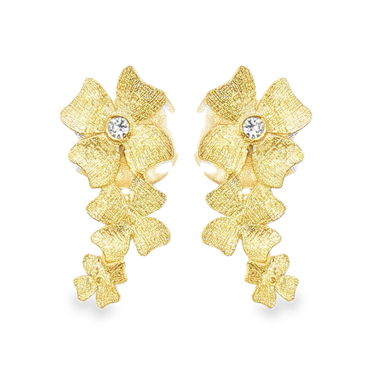 Pair of 18K Yellow Gold Diamond Earrings set with Two Round Diamonds (0.03ctw) (FG/VS)