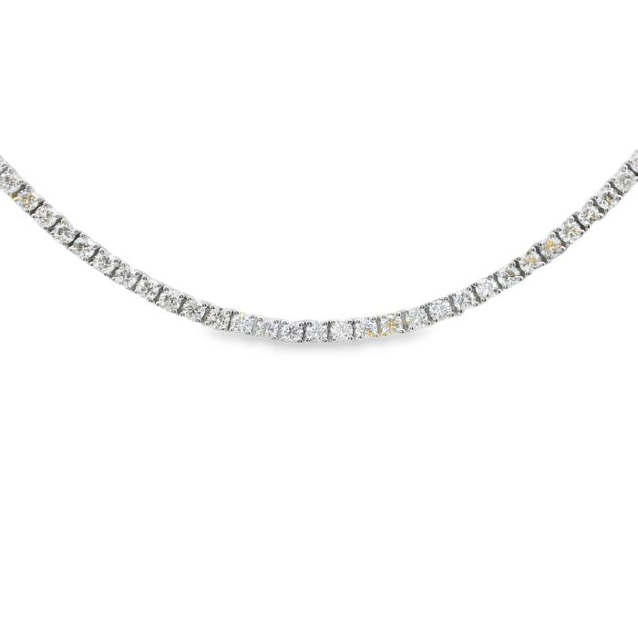 18K White Gold Diamond Tennis Necklace Set with 192 Round G/VS2 Diamonds (7.20ctw) 18"