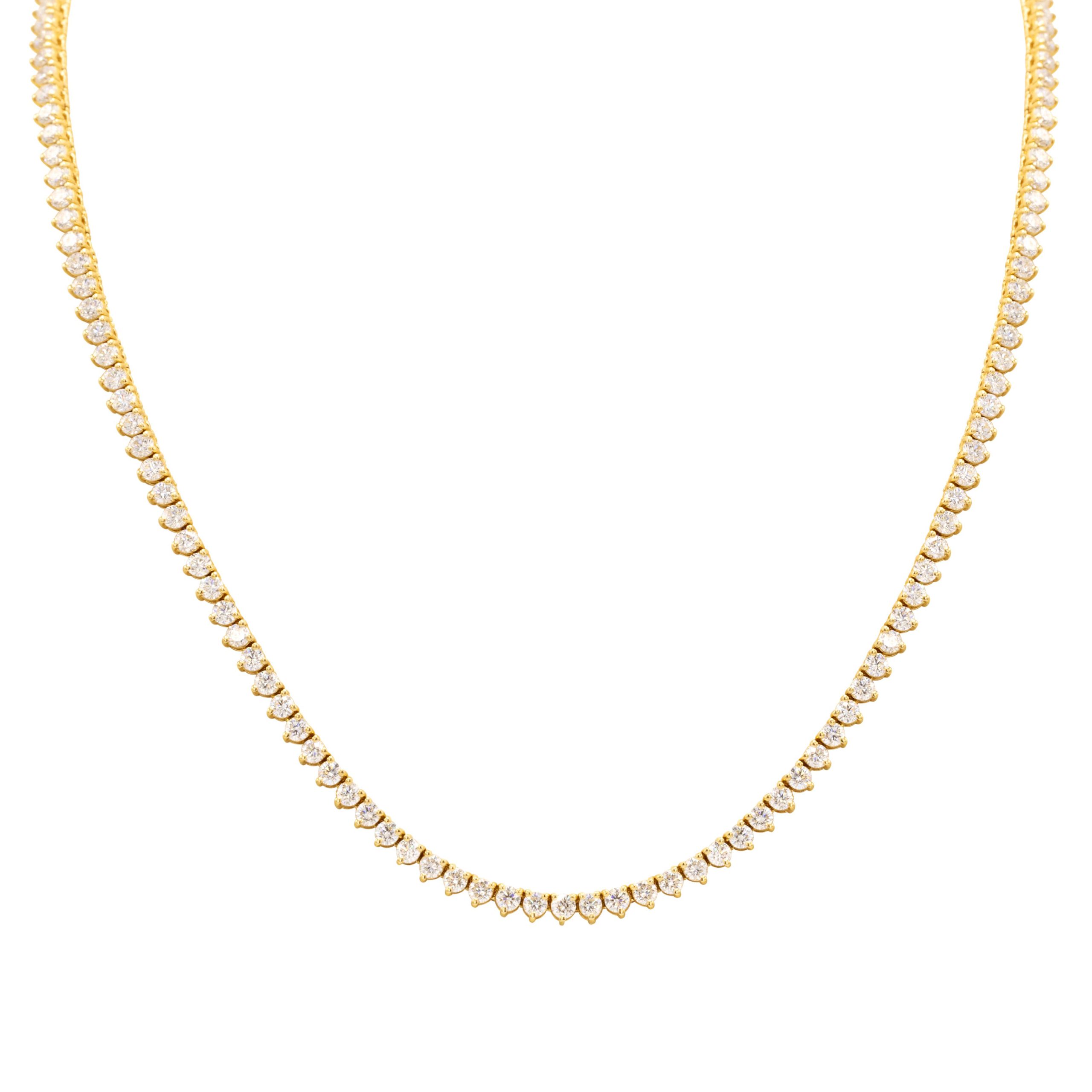 18K Yellow Gold Diamond Tennis Necklace