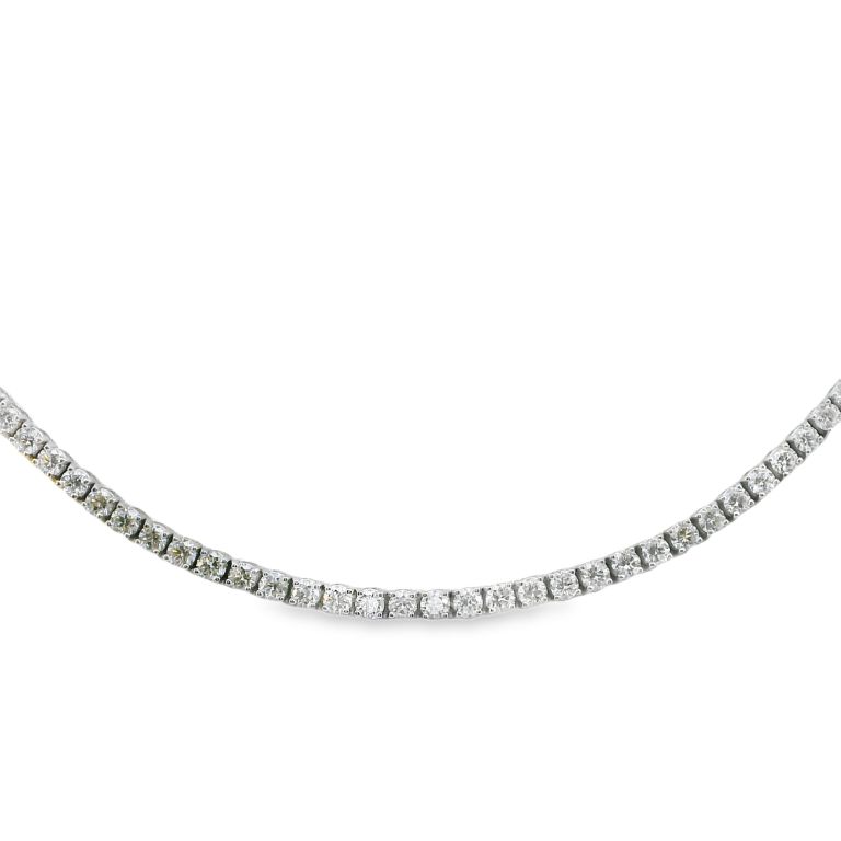 18K White Gold Diamond Tennis Necklace Set with 163 GH/SI Diamonds (6.99ctw) 16"