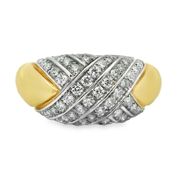 18K Yellow Gold / Platinum "Turban Dome" Ring