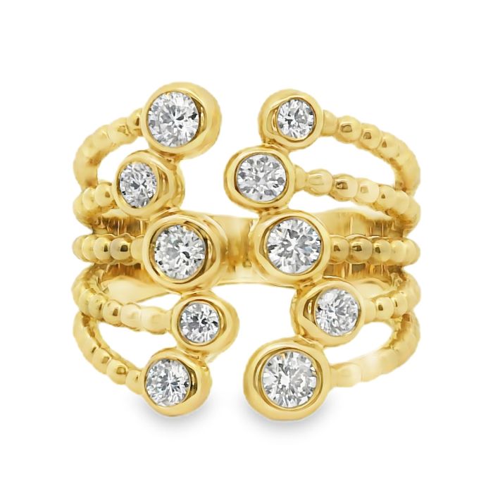 18K Yellow Gold Diamond Cuff Ring