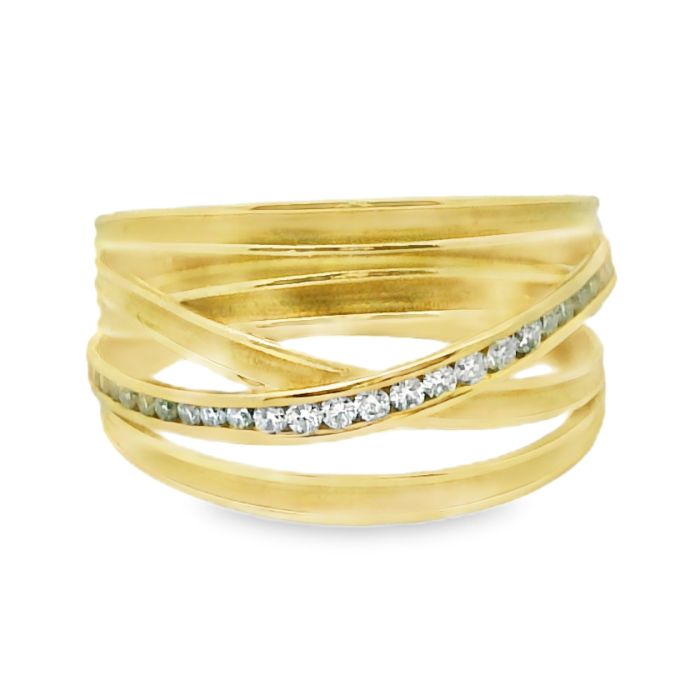 18K Yellow Gold Diamond Ribbon Ring
