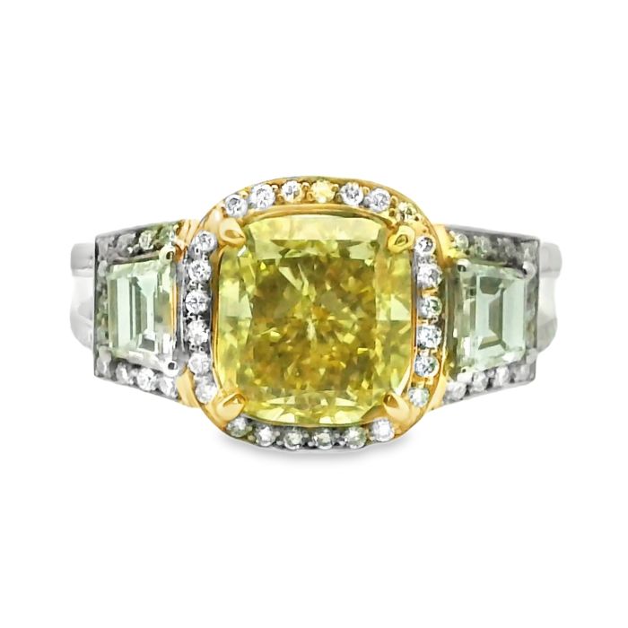 18K White Gold Yellow Diamond Ring