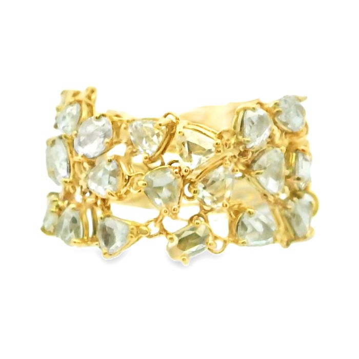 18K Yellow Gold Rose Cut Diamond Ring