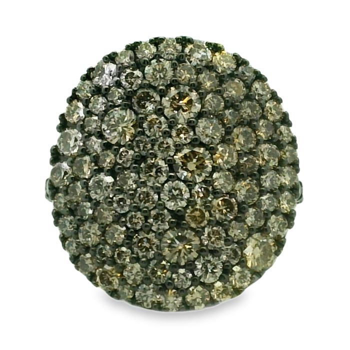 18K Yellow Gold Brown Diamond Cluster Ring