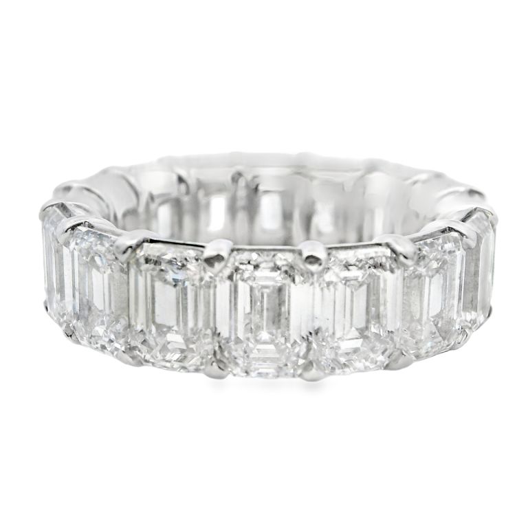 Platinum Emerald Cut Diamond Wedding Band Set with 11 Emerald Cut Diamonds (11.49ctw) (GH/VVS2-VS1) Size 6.25