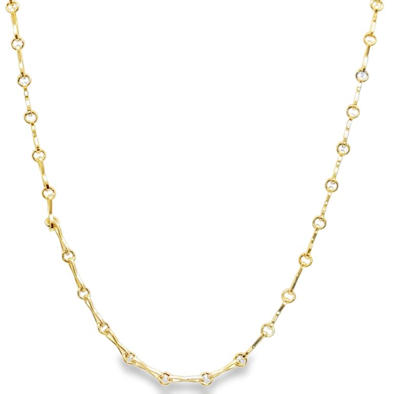 18K Yellow Gold 18" Baby Bow Necklace Handmade High Polish