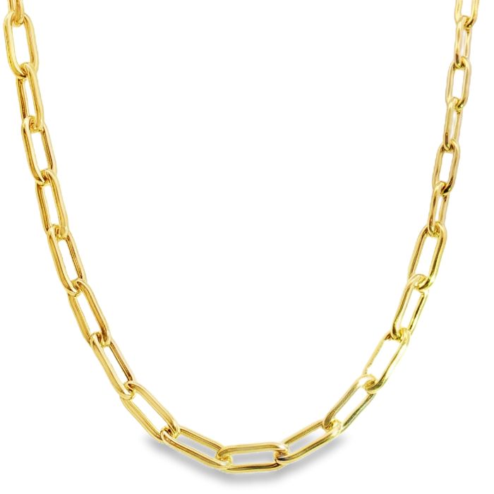 18K Yellow Gold 18" Graduated Link Necklace High Polish