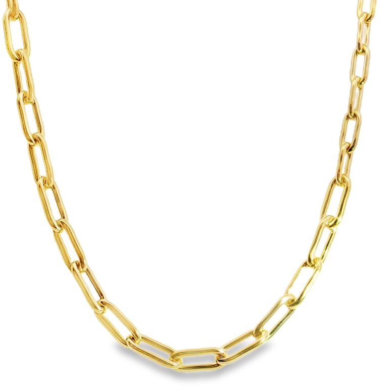 18K Yellow Gold 18" Graduated Link Necklace High Polish