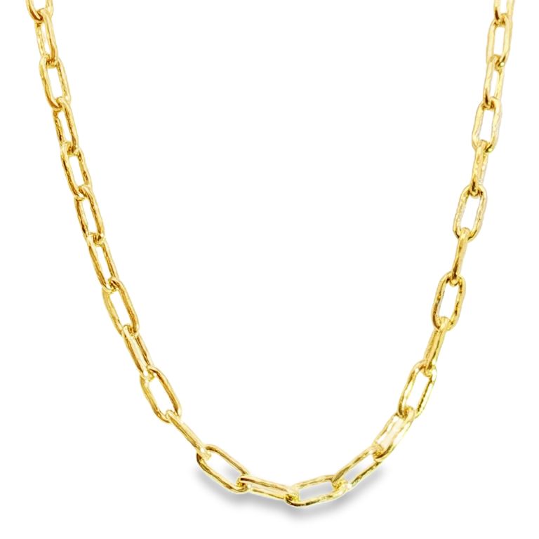 18K Yellow Gold 18" Mara Hand Hammered Link Necklace High Polish