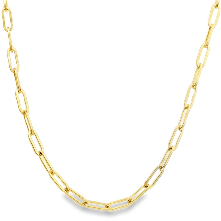 18K Yellow Gold 18" Square Link Necklace High Polish