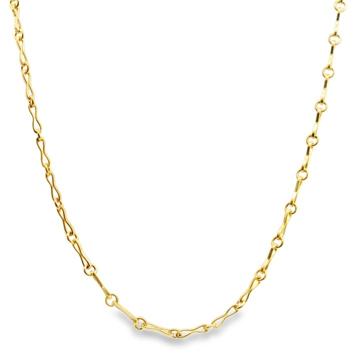 18K Yellow Gold 18" Baby Bow Link Necklace High Polish