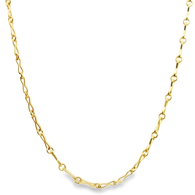 18K Yellow Gold 18" Baby Bow Link Necklace High Polish