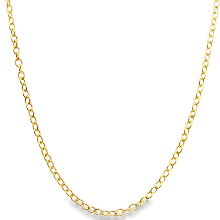 18K Yellow Gold 18" Small Round Link Necklace High Polish