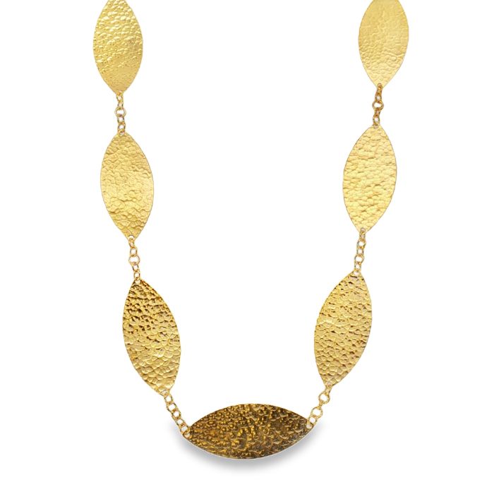 22K/18K Yellow Gold Leaf Flake Necklace with 25mm Leaf Flakes and an 18K Yellow Gold Lobster Clasp