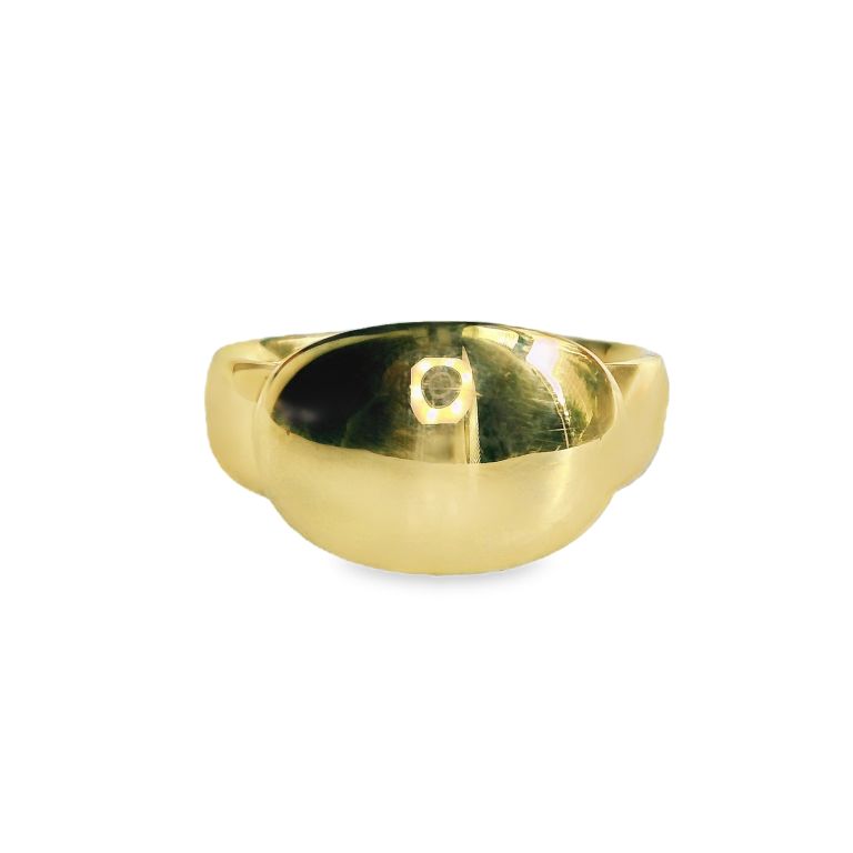 18K Yellow Gold Domed Oval Signet Ring Size 6.25