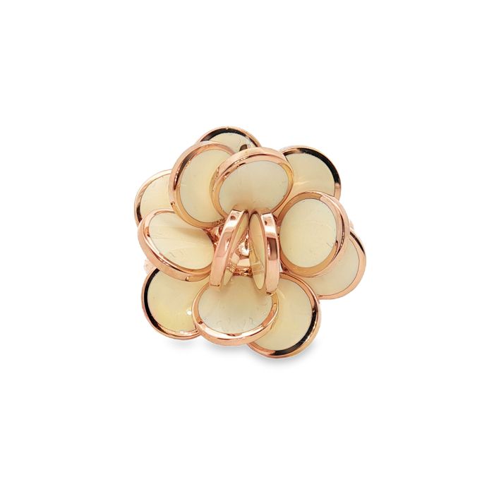 18K rose gold and white enamel flower ring from CHANTECLER.